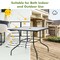 Costway 35'' Patio Dining Table Tempered Glass Top Bistro Table with 1.5'' Umbrella Hole